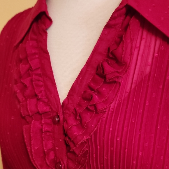 Pretty Career Chiffon Blouse and Cami Set in Cranberry Red - Picture 5 of 10
